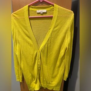 LOFT XL Cardigan Bright Yellow 3/4 Sleeve